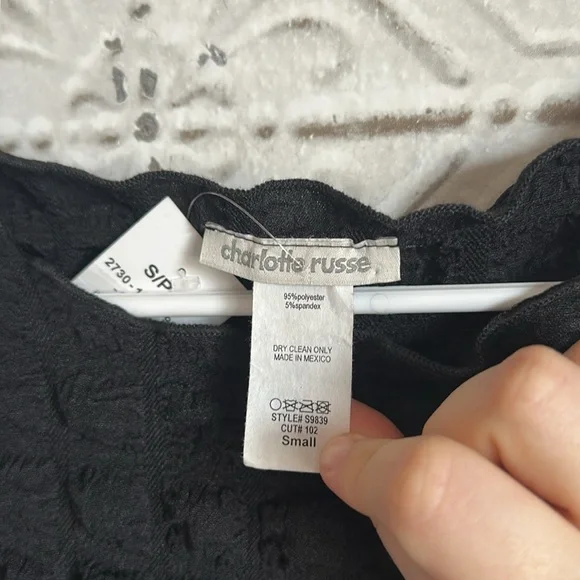 Charlotte Russe Black 90s style scrunchy Textured dress - Picture 2 of 4